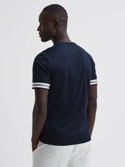 Reiss Navy Dune Mercerised Cotton Striped T-Shirt - Image 5 of 6