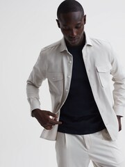 Reiss Navy Dune Mercerised Cotton Striped T-Shirt - Image 6 of 6