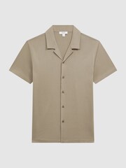 Reiss Fawn Caspa Mercerised Jersey Cuban Collar Shirt - Image 2 of 5