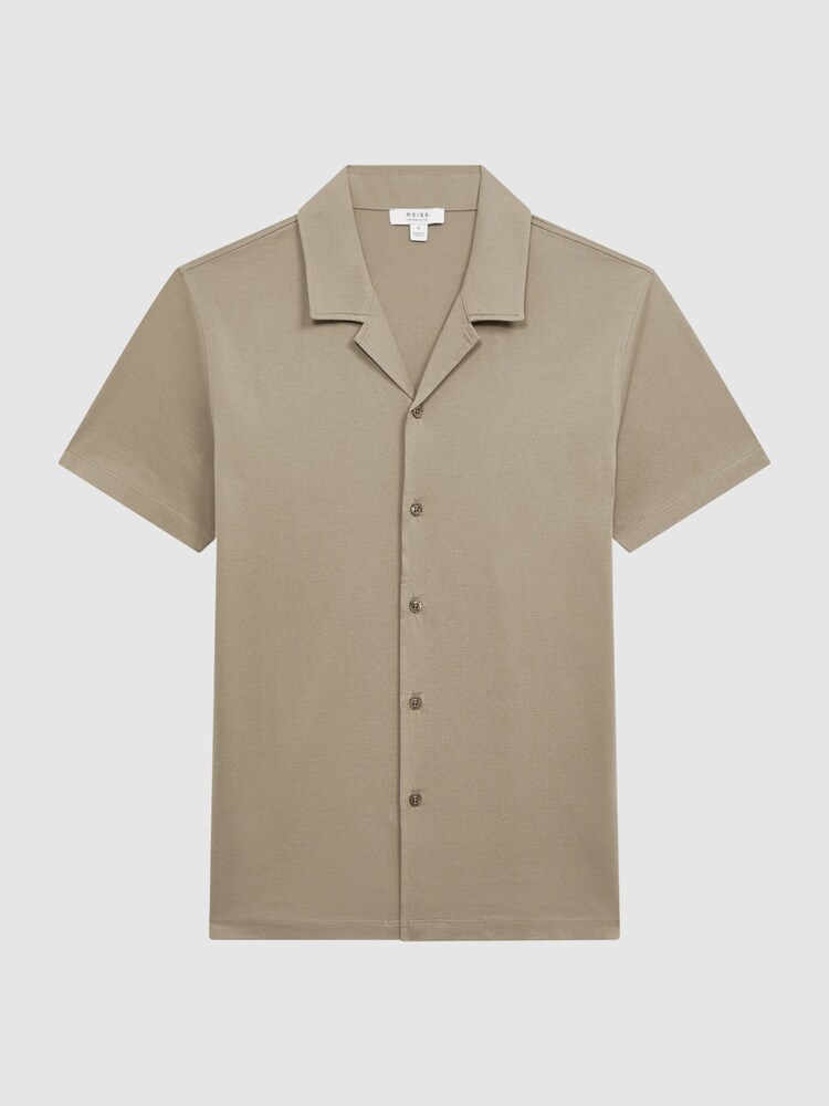 Reiss Fawn Caspa Mercerised Jersey Cuban Collar Shirt - Image 2 of 5