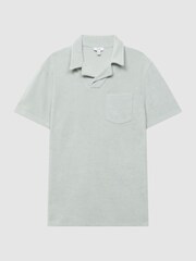 Reiss Mint Caicos Towelling Cuban Collar Polo Shirt - Image 2 of 4