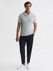 Reiss Mint Caicos Towelling Cuban Collar Polo Shirt - Image 3 of 4