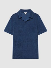 Reiss Royal Blue Caicos Towelling Cuban Collar Polo Shirt - Image 2 of 5
