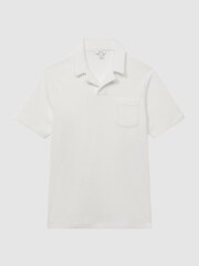 Reiss White Caicos Towelling Cuban Collar Polo Shirt - Image 2 of 6
