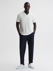 Reiss White Caicos Towelling Cuban Collar Polo Shirt - Image 3 of 6