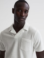 Reiss White Caicos Towelling Cuban Collar Polo Shirt - Image 4 of 6