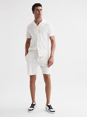 Reiss White Brooklyn Terry Towelling Drawstring Shorts - Image 3 of 5