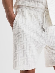 Reiss White Brooklyn Terry Towelling Drawstring Shorts - Image 5 of 5