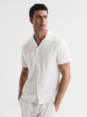 Reiss White Algarve Slim Fit Terry Towelling Shirt - Image 1 of 5