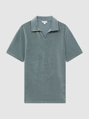 Reiss Sage Harbour Ribbed Velour Open-Collar Shirt - Image 2 of 5