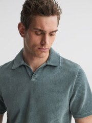 Reiss Sage Harbour Ribbed Velour Open-Collar Shirt - Image 3 of 5