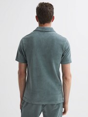 Reiss Sage Harbour Ribbed Velour Open-Collar Shirt - Image 4 of 5