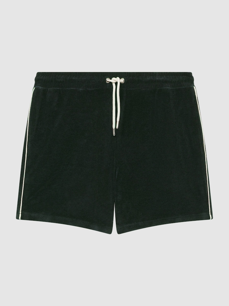 Reiss Dark Green Fredericks Towelling Drawstring Shorts - Image 2 of 4