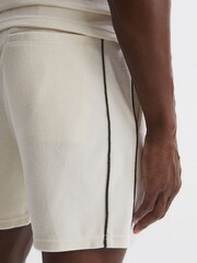 Reiss Ecru Fredericks Towelling Drawstring Shorts - Image 4 of 5