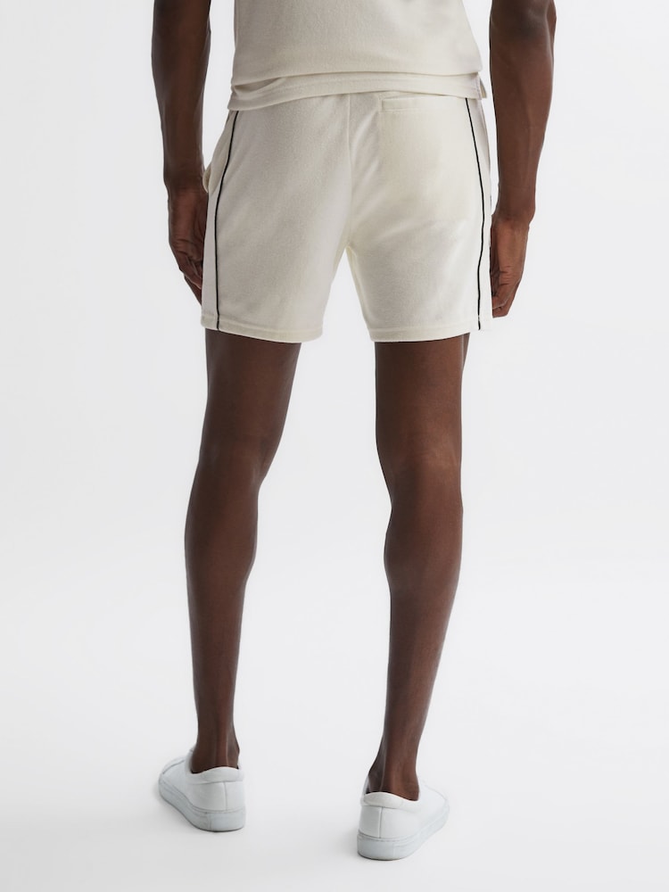 Reiss Ecru Fredericks Towelling Drawstring Shorts - Image 5 of 5