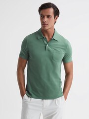 Reiss Fern Green Nammos Slim Fit Cotton Polo Shirt - Image 1 of 5