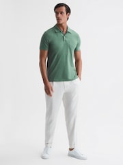 Reiss Fern Green Nammos Slim Fit Cotton Polo Shirt - Image 3 of 5