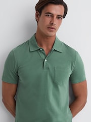 Reiss Fern Green Nammos Slim Fit Cotton Polo Shirt - Image 4 of 5