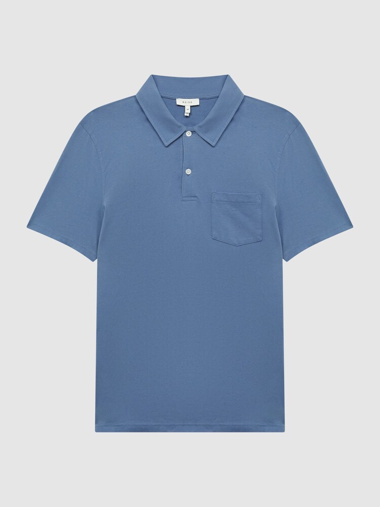 Reiss Dark Airforce Nammos Slim Fit Cotton Polo Shirt - Image 2 of 5 Reiss Dark Airforce Nammos Slim Fit Cotton Polo Shirt - Image 2 of 5