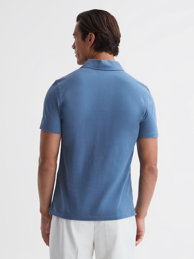Reiss Dark Airforce Nammos Slim Fit Cotton Polo Shirt - Image 5 of 5 Reiss Dark Airforce Nammos Slim Fit Cotton Polo Shirt - Image 5 of 5