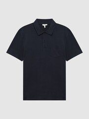 Reiss Navy Nammos Slim Fit Cotton Polo Shirt - Image 2 of 4