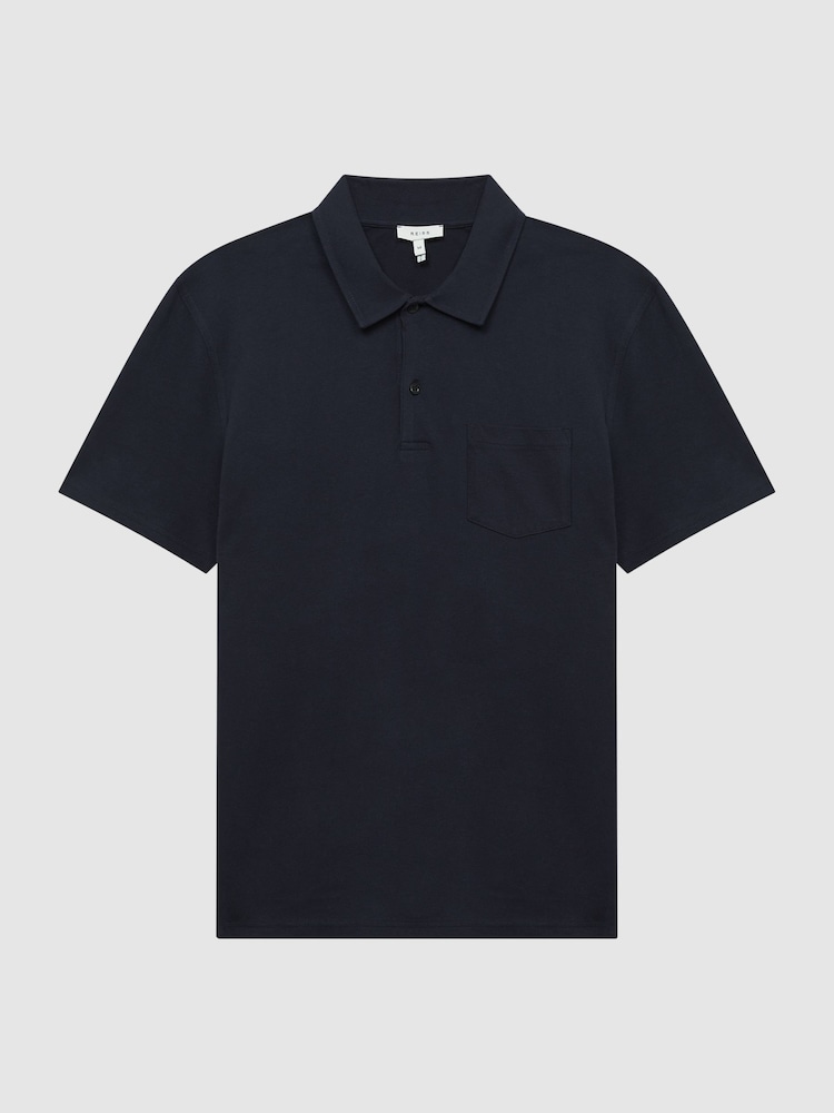 Reiss Navy Nammos Slim Fit Cotton Polo Shirt - Image 2 of 4