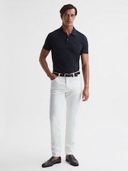 Reiss Navy Nammos Slim Fit Cotton Polo Shirt - Image 3 of 4