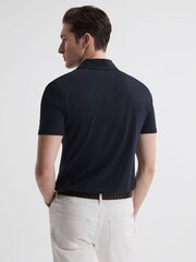 Reiss Navy Nammos Slim Fit Cotton Polo Shirt - Image 5 of 5