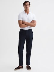 Reiss White Nammos Slim Fit Cotton Polo Shirt - Image 1 of 7