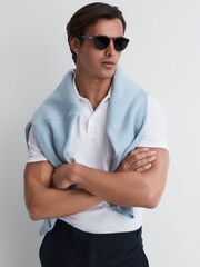 Reiss White Nammos Slim Fit Cotton Polo Shirt - Image 3 of 7