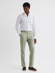 Reiss Apple Kin Slim Fit Linen Trousers - Image 1 of 5