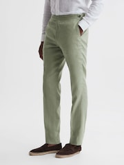 Reiss Apple Kin Slim Fit Linen Trousers - Image 3 of 5