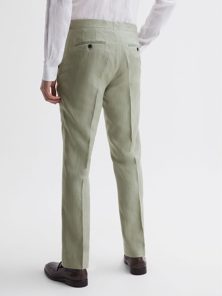 Reiss Apple Kin Slim Fit Linen Trousers - Image 5 of 5