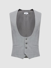 Reiss Soft Grey Arrow Slim Fit Wool Blend Waistcoat - Image 2 of 5