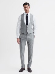 Reiss Soft Grey Arrow Slim Fit Wool Blend Waistcoat - Image 3 of 5