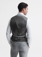 Reiss Soft Grey Arrow Slim Fit Wool Blend Waistcoat - Image 5 of 5