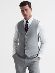 Reiss Soft Grey Arrow Slim Fit Wool Blend Waistcoat - Image 1 of 5