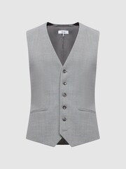 Reiss Soft Grey Arrow Slim Fit Wool Blend Waistcoat - Image 2 of 5
