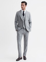 Reiss Soft Grey Arrow Slim Fit Wool Blend Waistcoat - Image 3 of 5