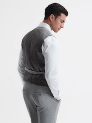 Reiss Soft Grey Arrow Slim Fit Wool Blend Waistcoat - Image 4 of 5