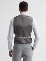 Reiss Soft Grey Arrow Slim Fit Wool Blend Waistcoat - Image 5 of 5