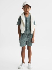 Reiss Sage Tortuga Senior Ribbed Chenille Drawstring Shorts - Image 1 of 5