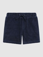 Reiss Navy Tortuga Senior Ribbed Chenille Drawstring Shorts - Image 2 of 6