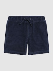 Reiss Navy Tortuga Junior Ribbed Chenille Drawstring Shorts - Image 2 of 6