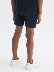 Reiss Navy Tortuga Junior Ribbed Chenille Drawstring Shorts - Image 5 of 6