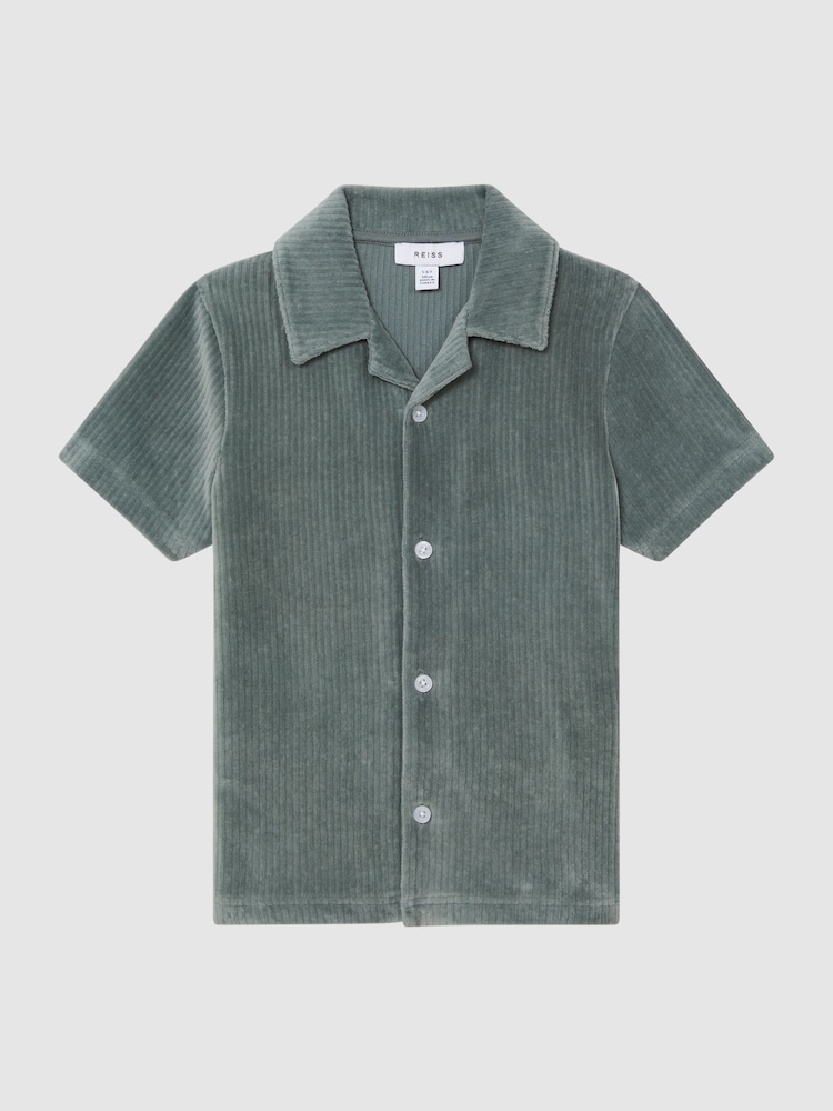Salvia - Camisa texturizada de canalé con cuello cubano Santal de Reiss - Imagen 2 de 6