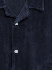 Reiss Navy Santal Junior Cuban Collar Ribbed Textured Shirt - Image 6 of 6