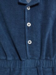 Reiss Cobalt Blue Hooplar Relaxed Fit Towelling Jumpsuit - Image 8 of 8