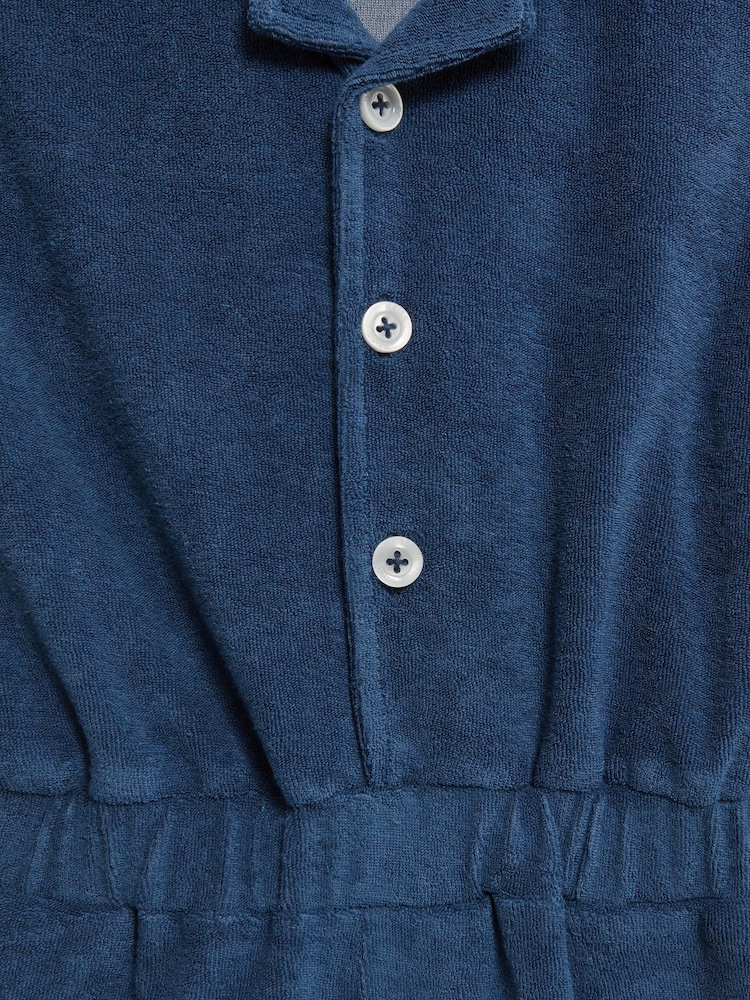 Reiss Cobalt Blue Hooplar Relaxed Fit Towelling Jumpsuit - Image 8 of 8