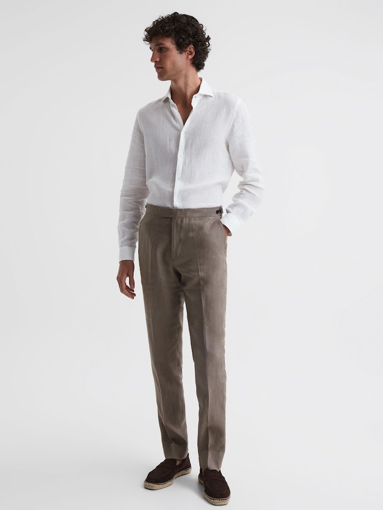 Pantalones de lino de corte slim Kin de Reiss - Imagen 1 de 5